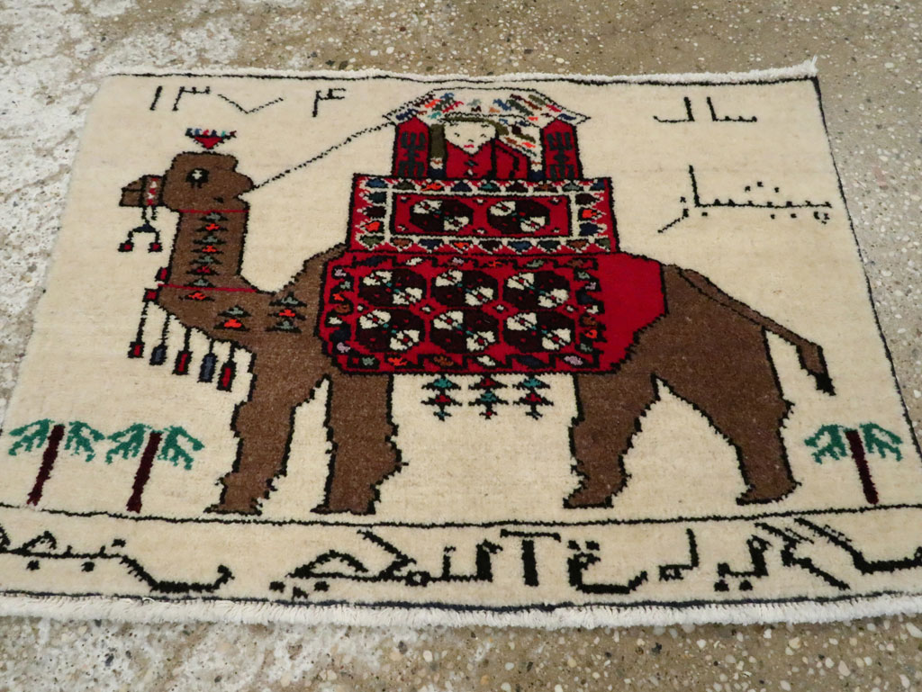 Vintage Persian Baluch Pictorial Rug, No.24906 - Gsblank