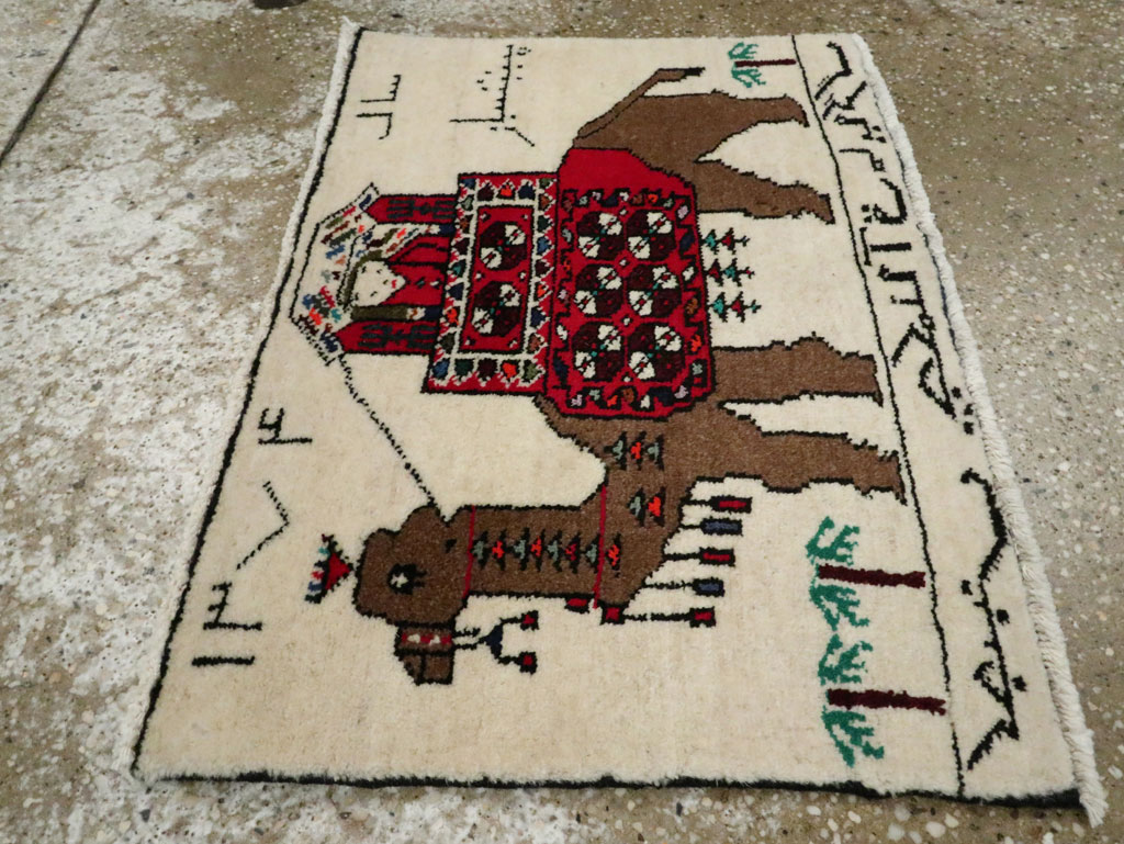 Vintage Persian Baluch Pictorial Rug, No.24906 - Gsblank