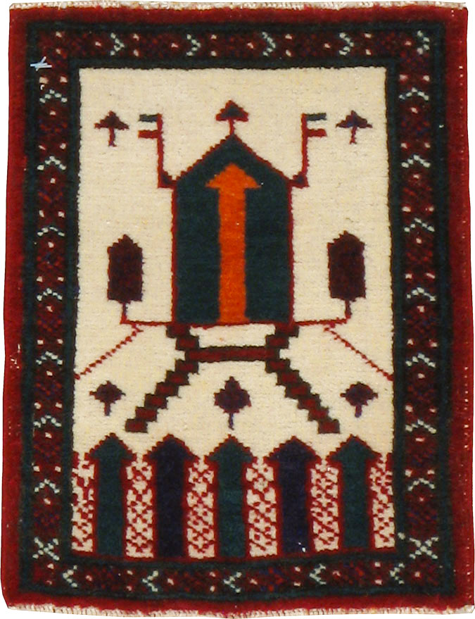 Vintage Persian Baluch Pictorial Rug, No.24932 - Gsblank