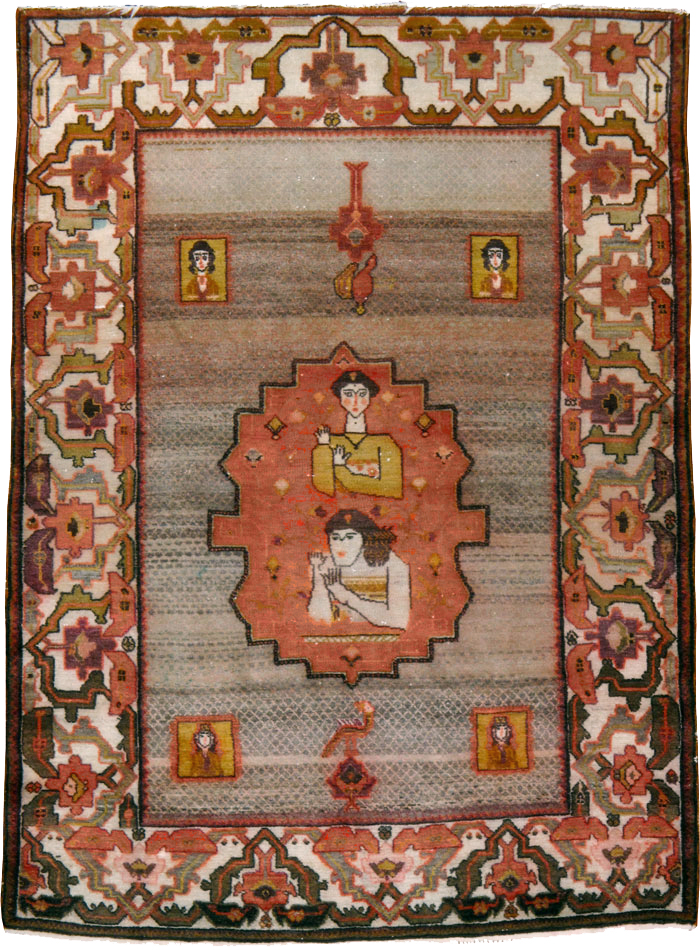 Vintage Persian Malayer Pictorial Rug, No.24943 - Gsblank