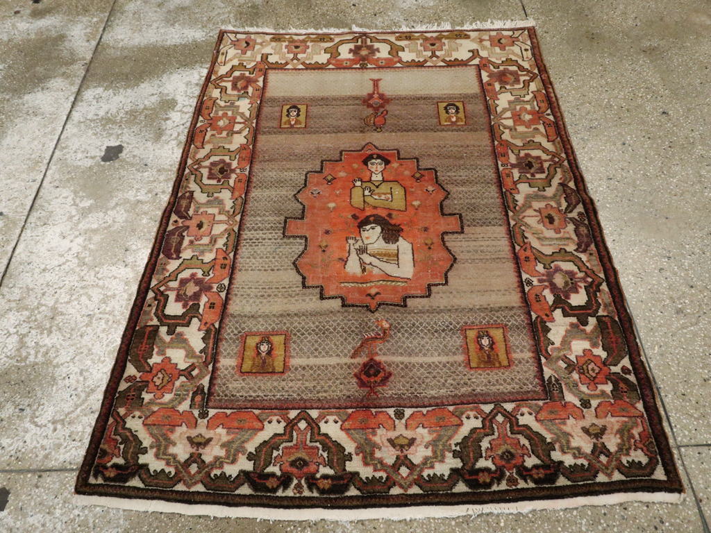 Vintage Persian Malayer Pictorial Rug, No.24943 - Gsblank