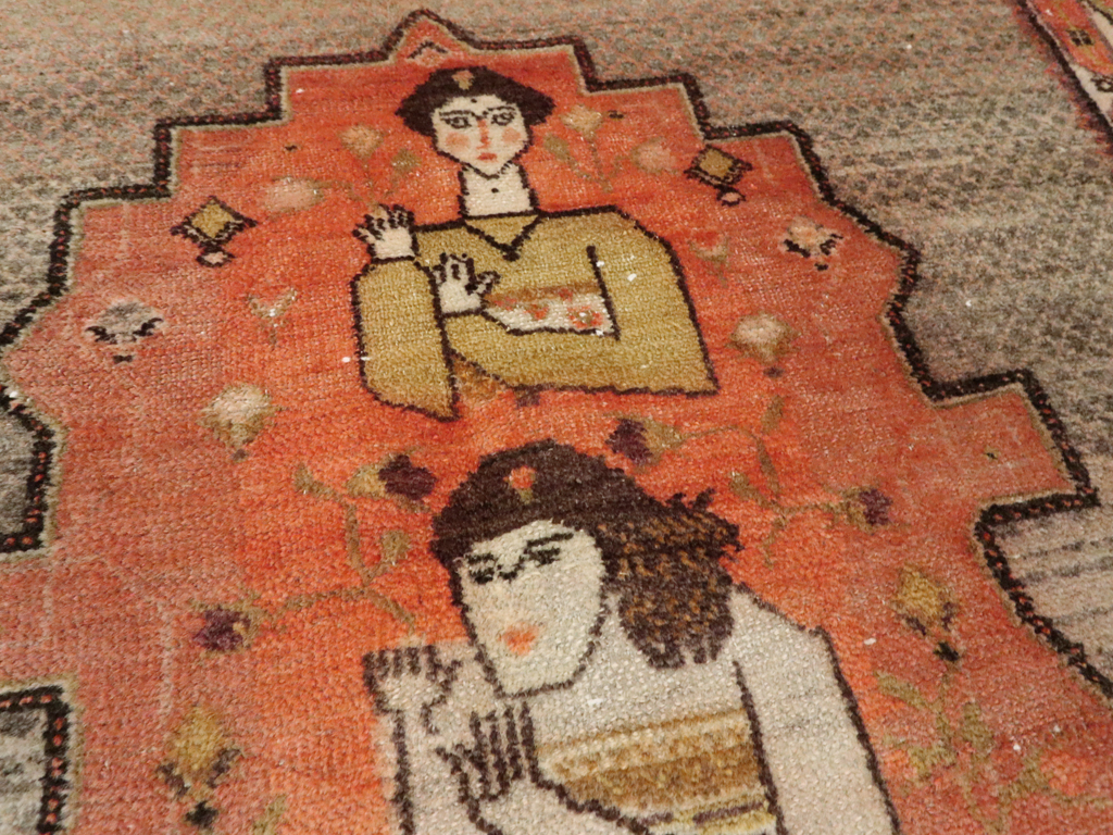 Vintage Persian Malayer Pictorial Rug, No.24943 - Gsblank