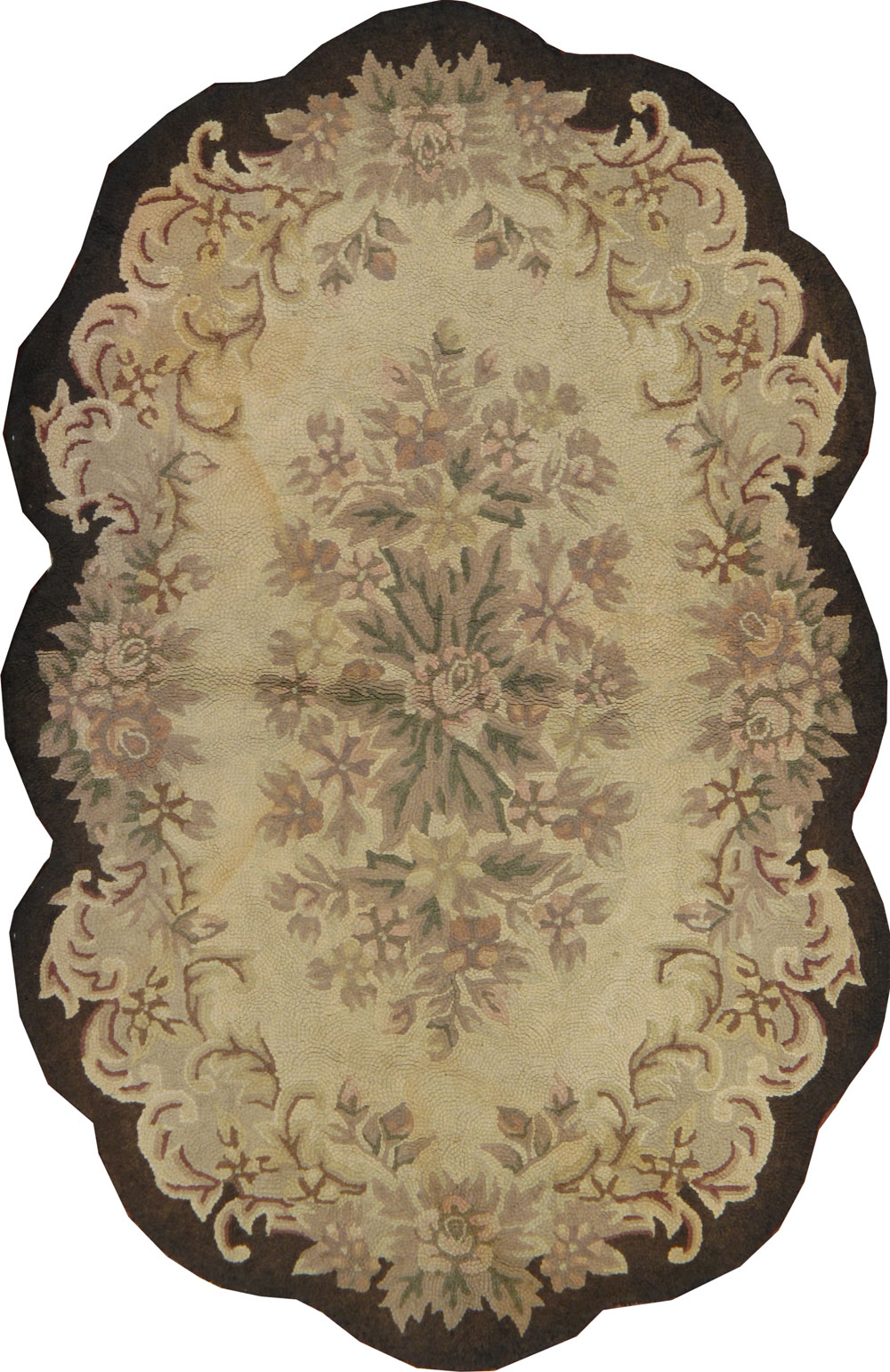 Vintage American Hooked Round Throw Rug, No.24977 - Gsblank