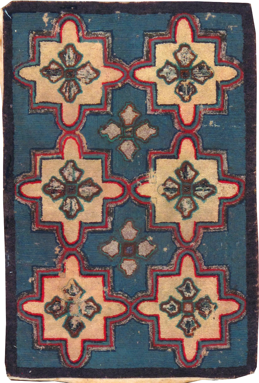 Vintage American Hooked Throw Rug, No.24984 - Gsblank