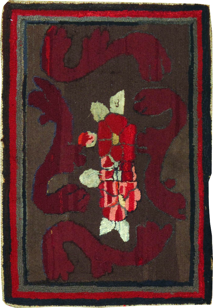 Vintage American Hooked Throw Rug, No.24990 - Gsblank