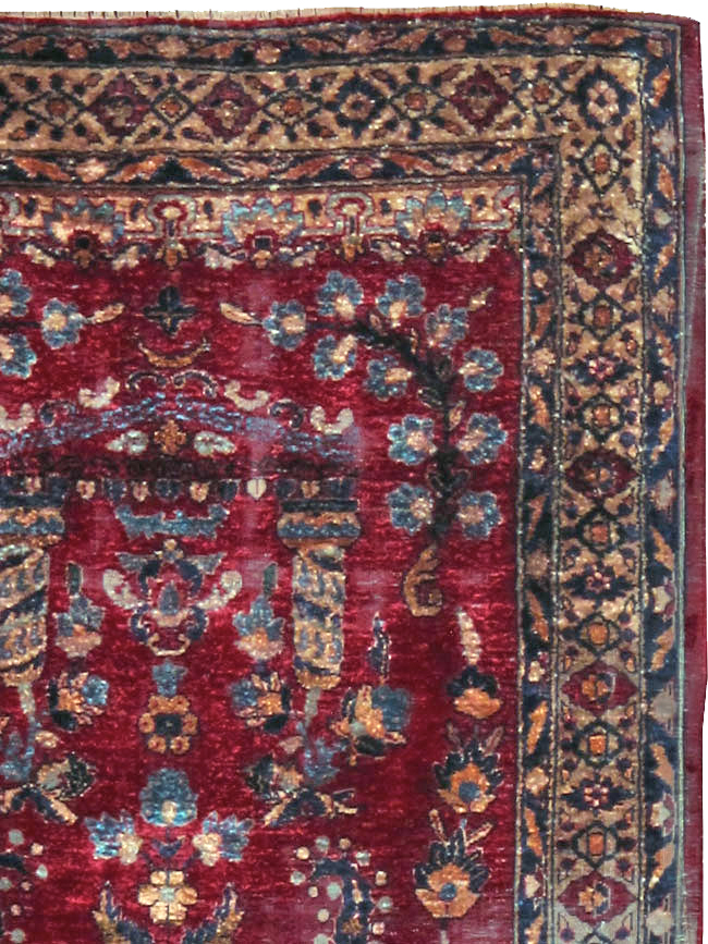 Antique Persian Silk Kashan Rug, No.24997 - Gsblank