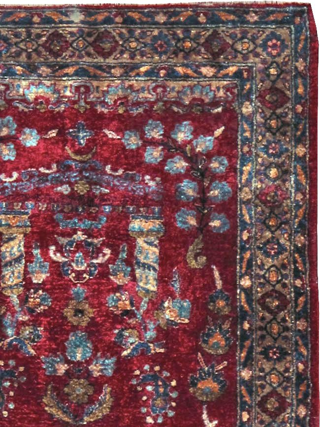 Antique Persian Silk Kashan Rug, No.24997 - Gsblank