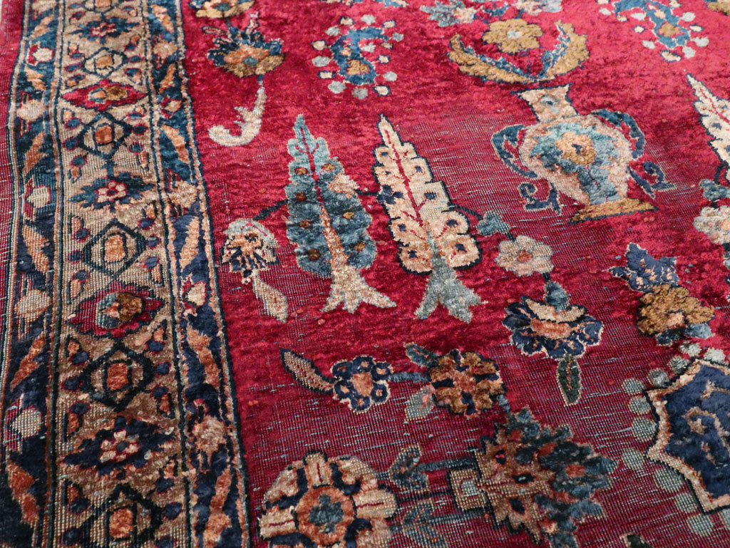 Antique Persian Silk Kashan Rug, No.24997 - Gsblank