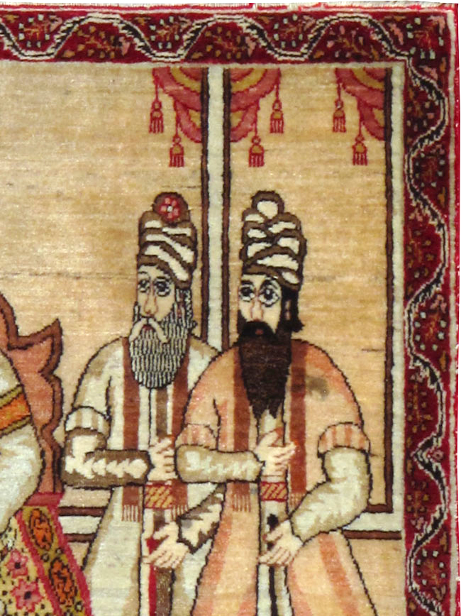 Antique Persian Lavar Kerman Pictorial Rug, No.24999 - Gsblank