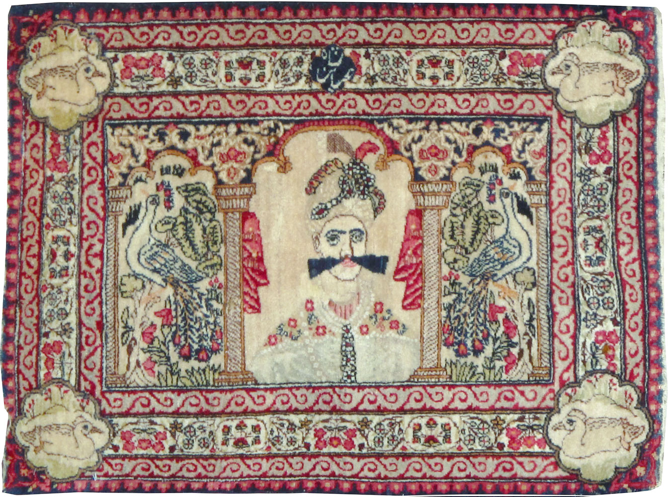 Antique Persian Lavar Kerman Pictorial Rug, No.25002 - Gsblank