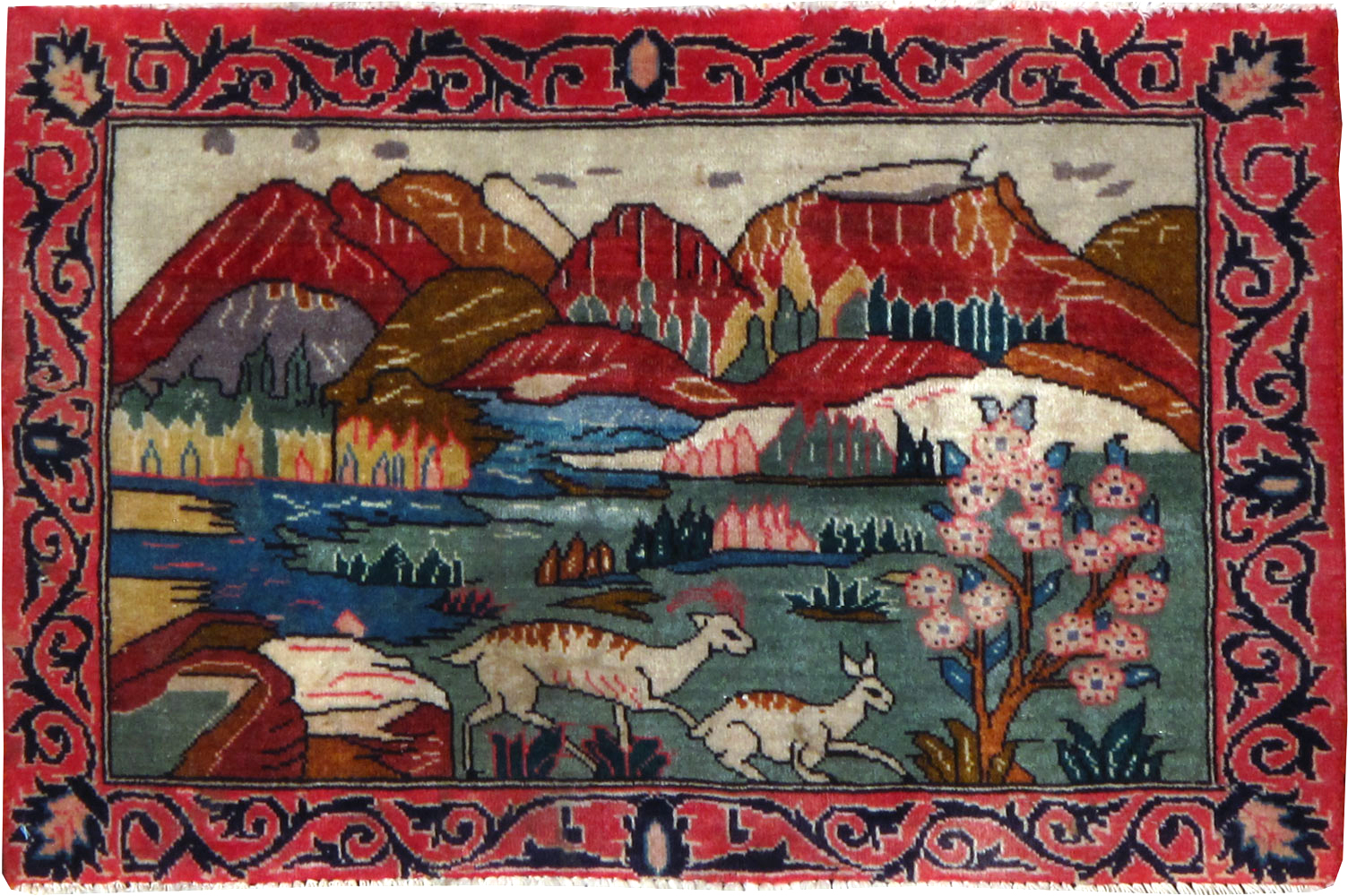 Vintage Persian Tabriz Pictorial Rug, No.25009 - Gsblank