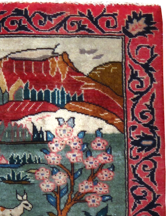 Vintage Persian Tabriz Pictorial Rug, No.25009 - Gsblank