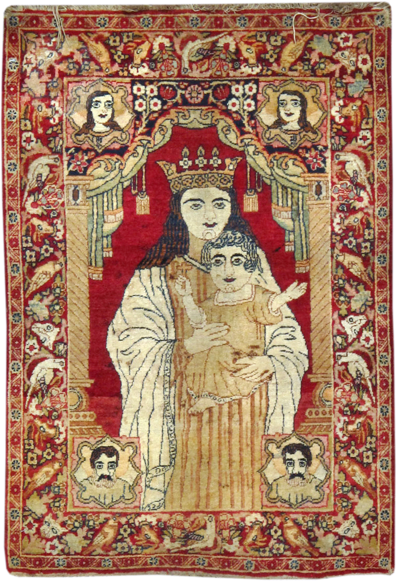 Antique Persian Lavar Kerman Pictorial Rug, No.25010 - Gsblank