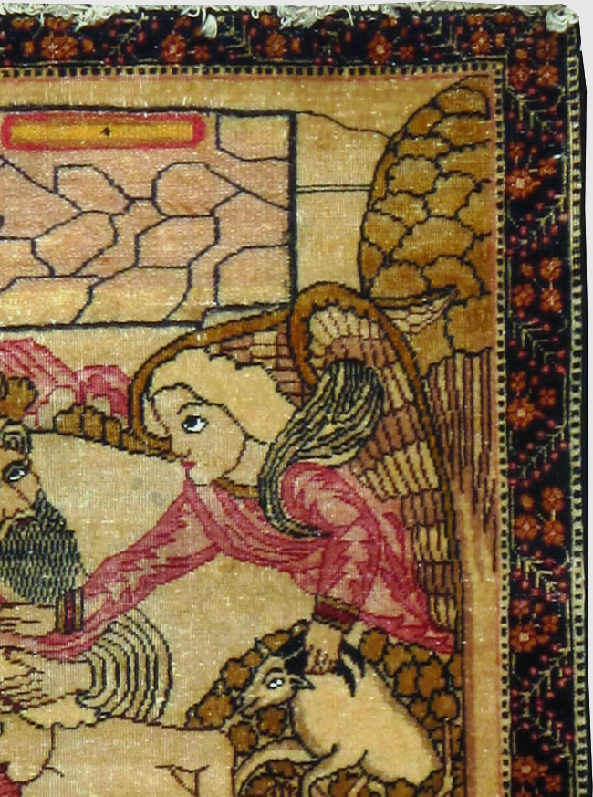 Antique Persian Lavar Kerman Pictorial Rug (Pair: 1 of 2), No.25019 - Gsblank