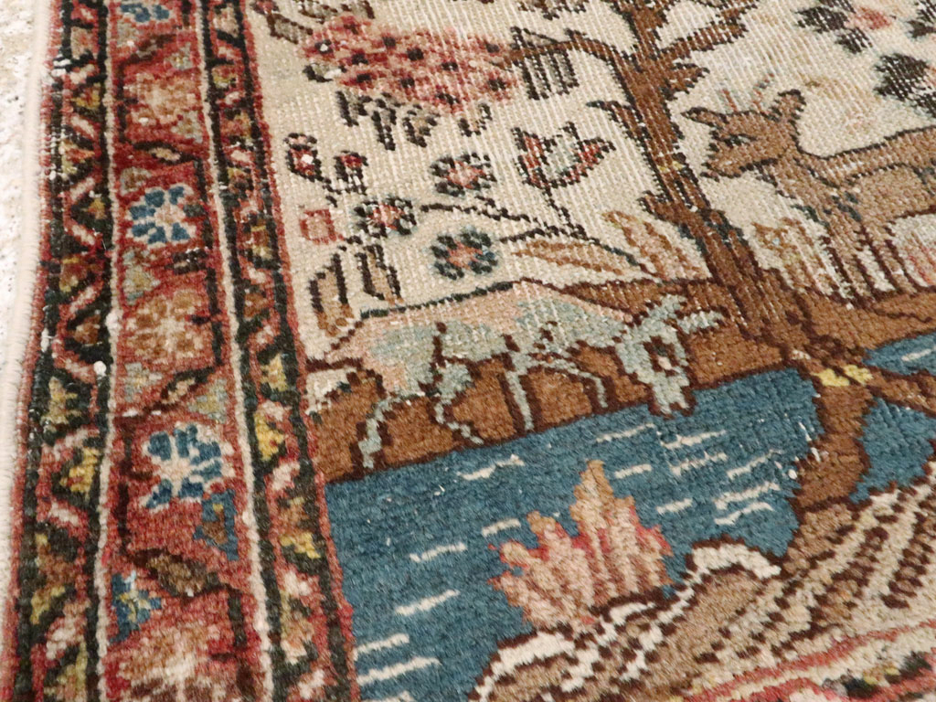 Antique Persian Tabriz Distressed Pictorial Rug, No.25020 - Gsblank