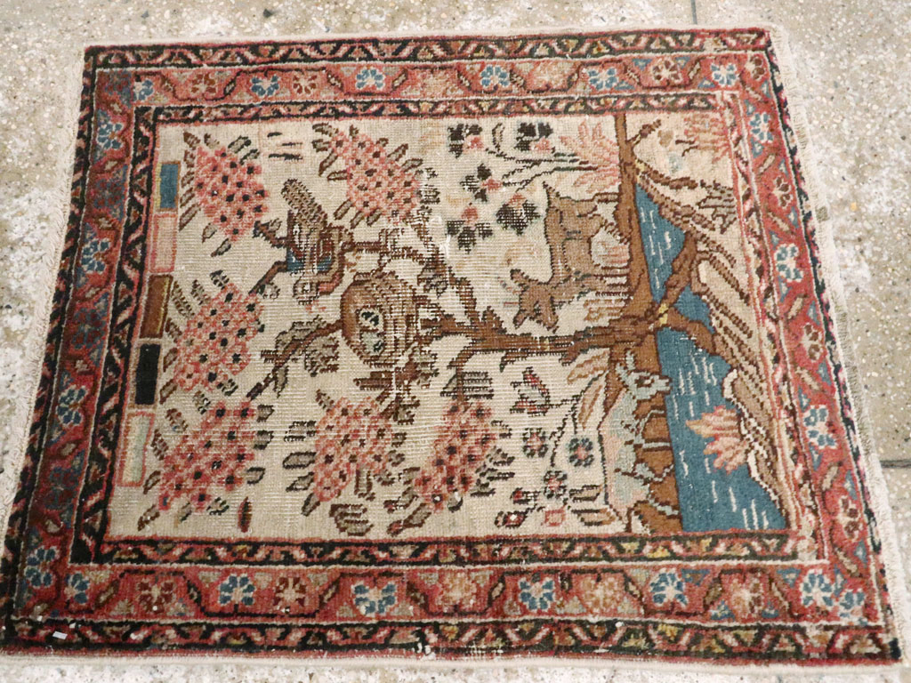 Antique Persian Tabriz Distressed Pictorial Rug, No.25020 - Gsblank
