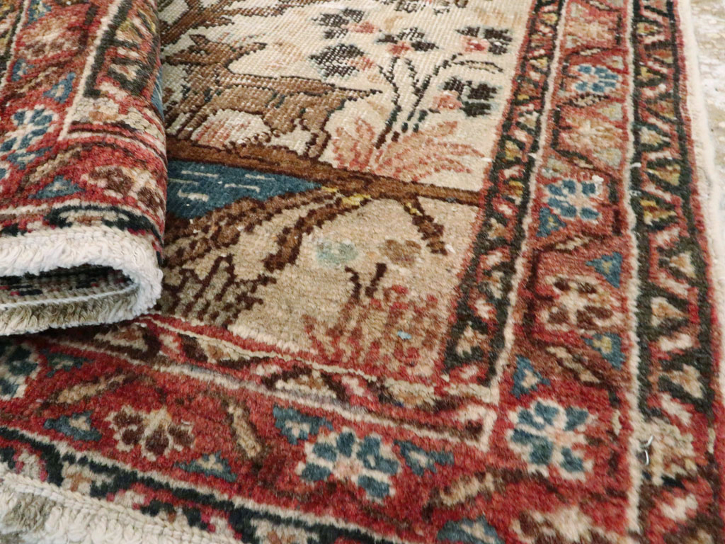 Antique Persian Tabriz Distressed Pictorial Rug, No.25020 - Gsblank