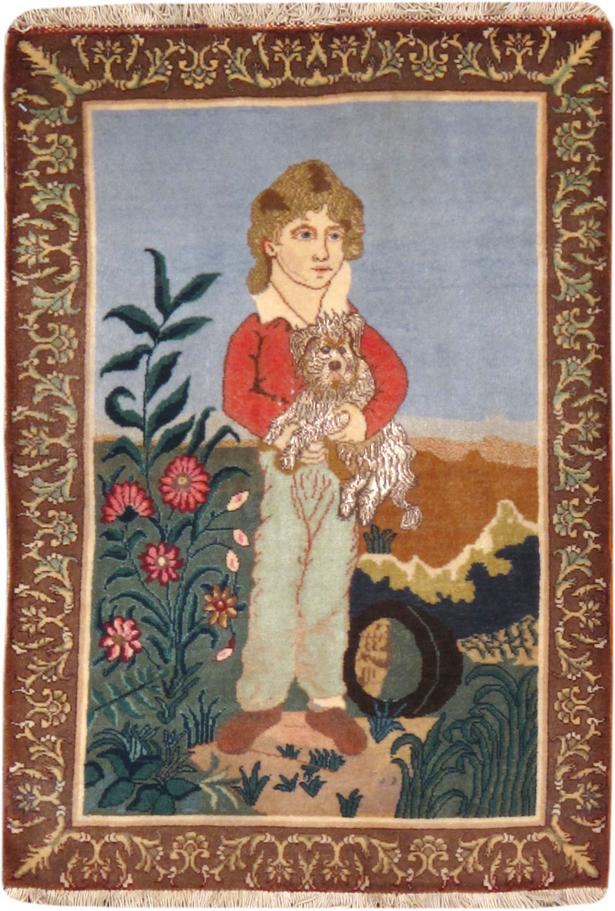 Vintage Persian Tabriz Pictorial Rug, No.25025 - Gsblank