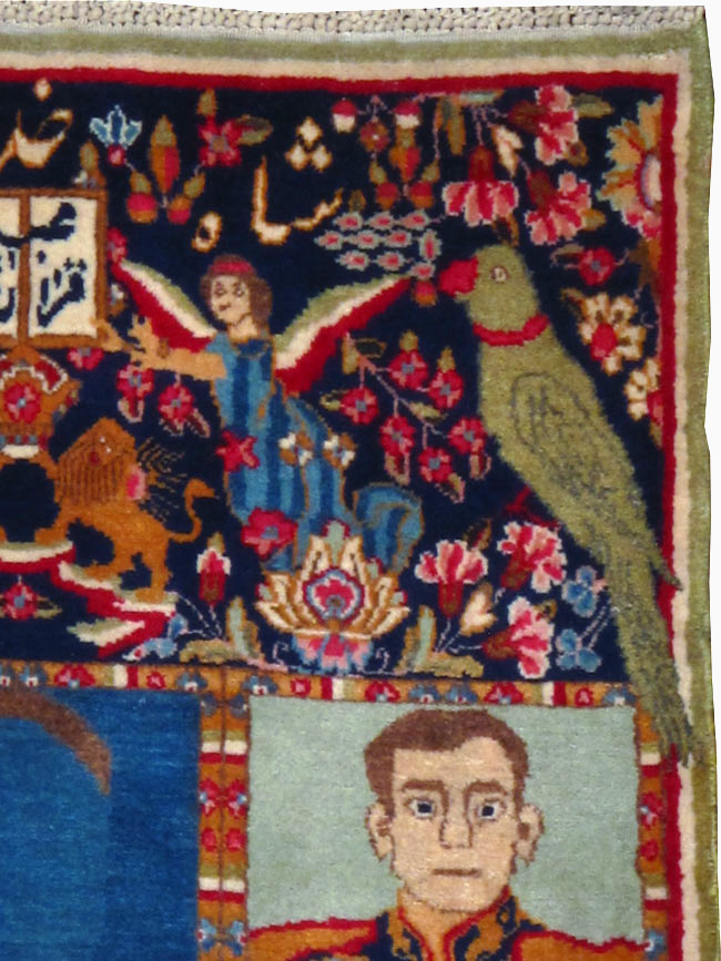 Vintage Persian Kerman Pictorial Rug, No.25030 - Gsblank