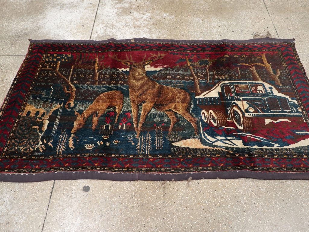 Vintage Persian Kurdish Pictorial Rug, No.25054 - Gsblank