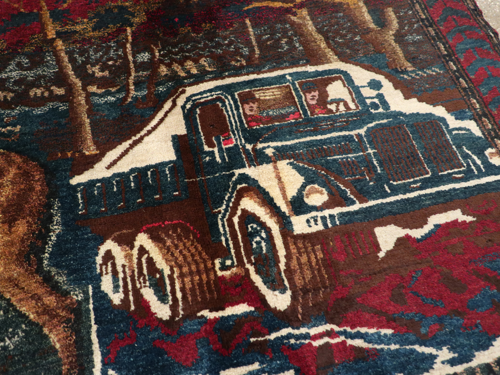 Vintage Persian Kurdish Pictorial Rug, No.25054 - Gsblank