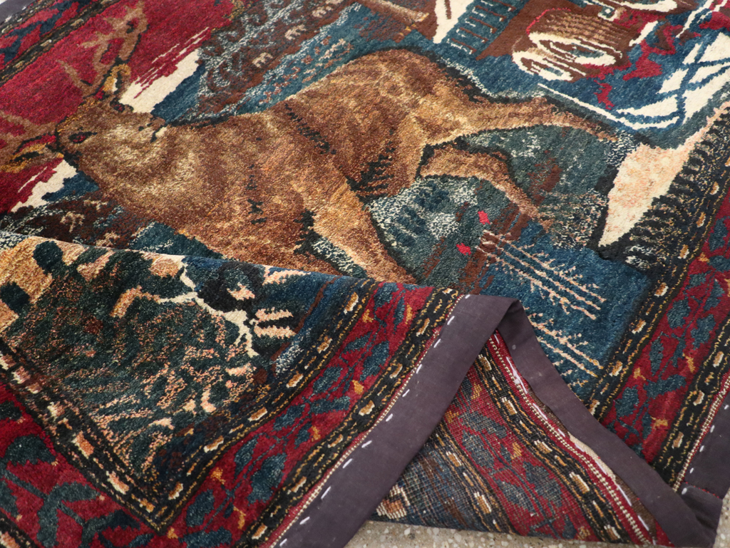 Vintage Persian Kurdish Pictorial Rug, No.25054 - Gsblank