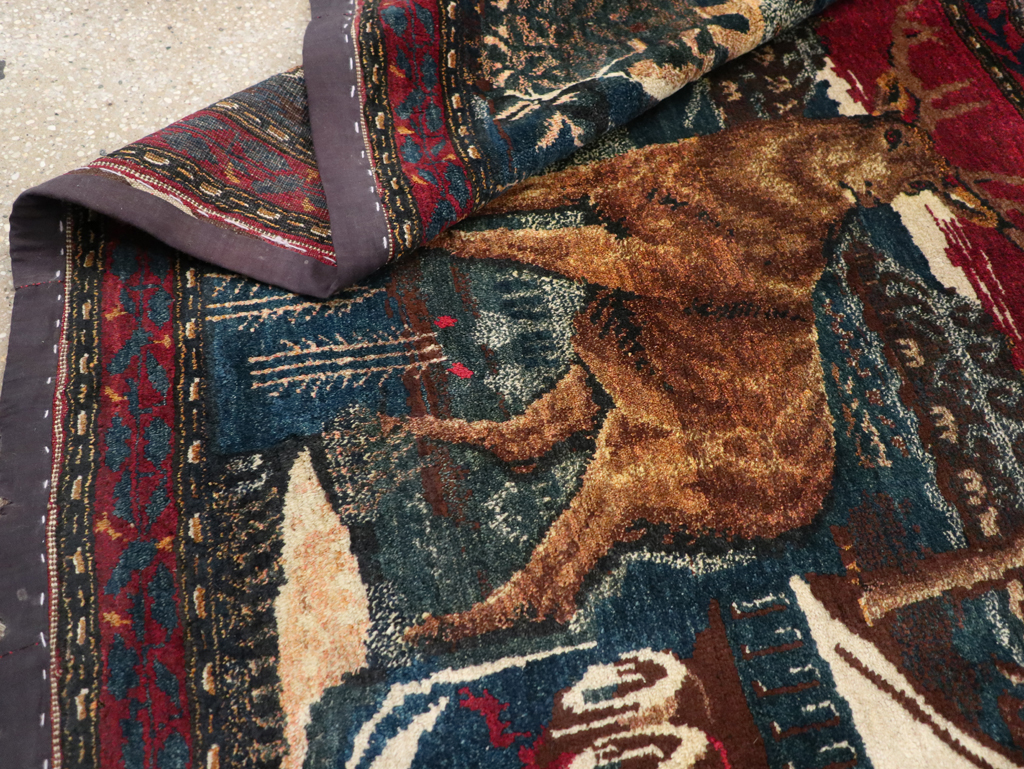 Vintage Persian Kurdish Pictorial Rug, No.25054 - Gsblank