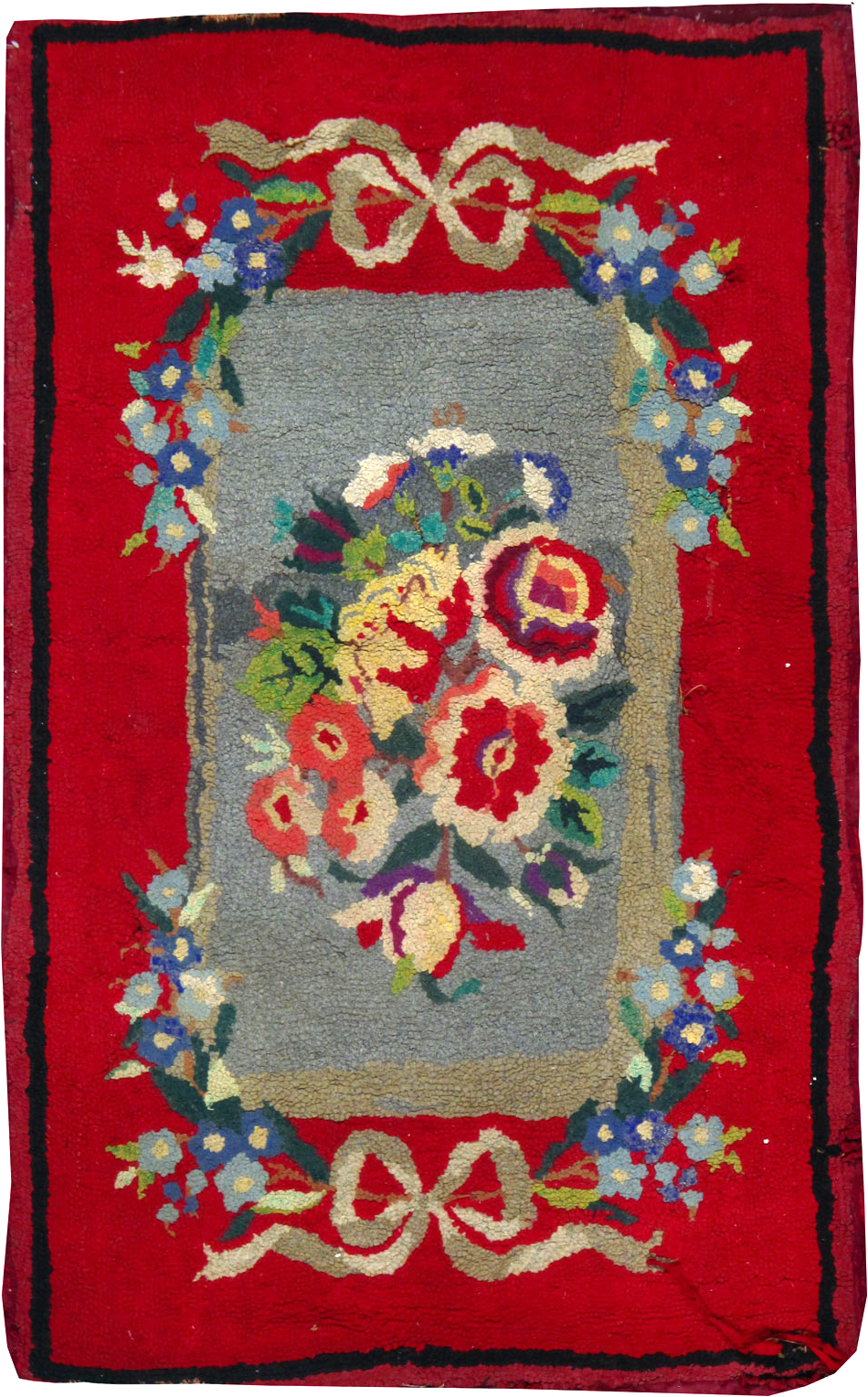 Vintage American Hooked Throw Rug, No.25061 - Gsblank
