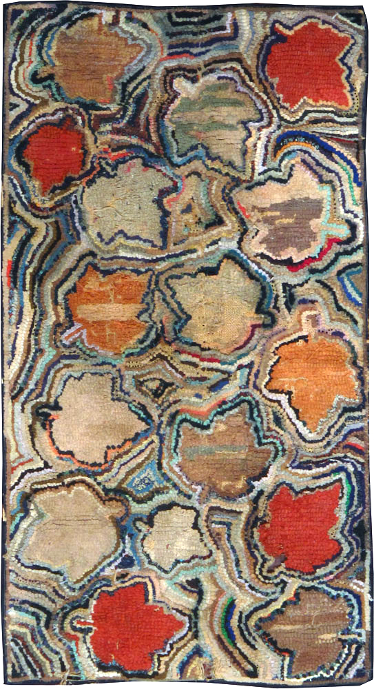 Vintage American Hooked Throw Rug, No.25068 - Gsblank