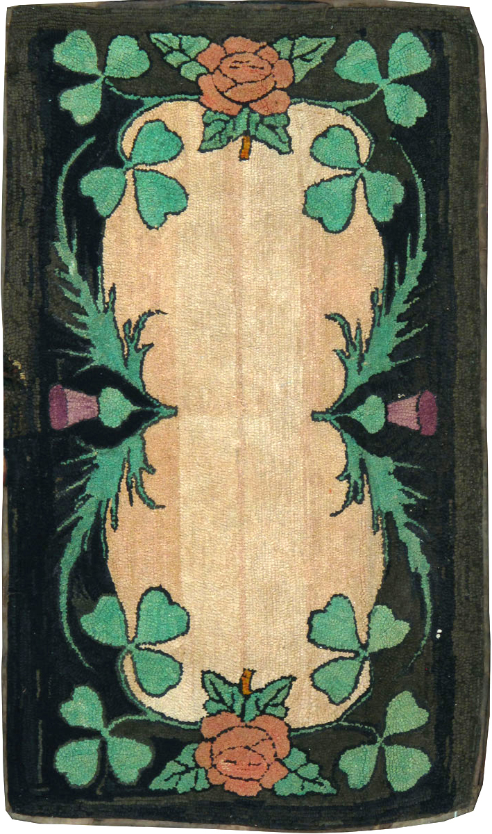 Vintage American Hooked Throw Rug, No.25069 - Gsblank