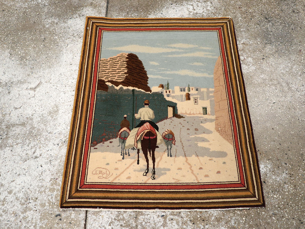 Vintage Persian Tabriz Pictorial Rug, No.25089 - Gsblank