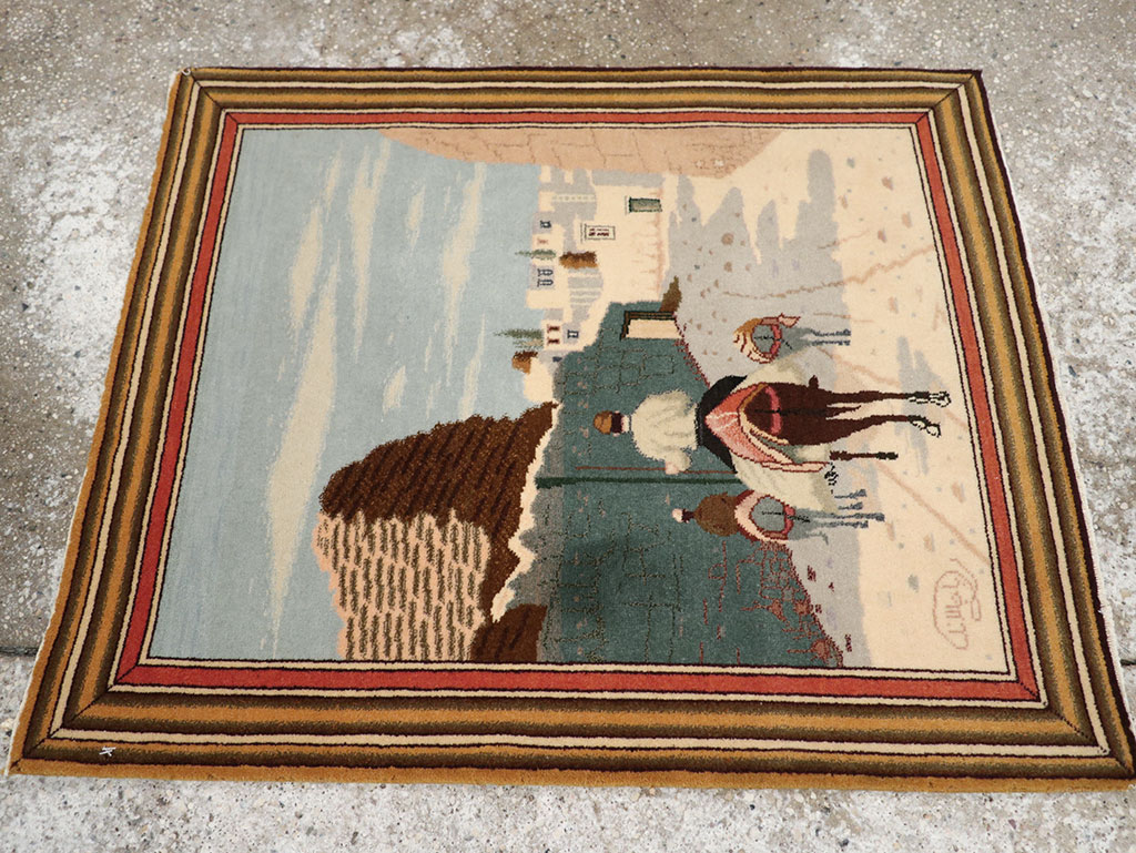 Vintage Persian Tabriz Pictorial Rug, No.25089 - Gsblank