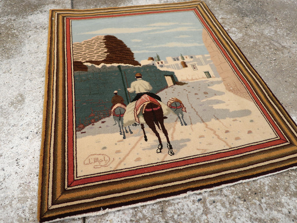 Vintage Persian Tabriz Pictorial Rug, No.25089 - Gsblank