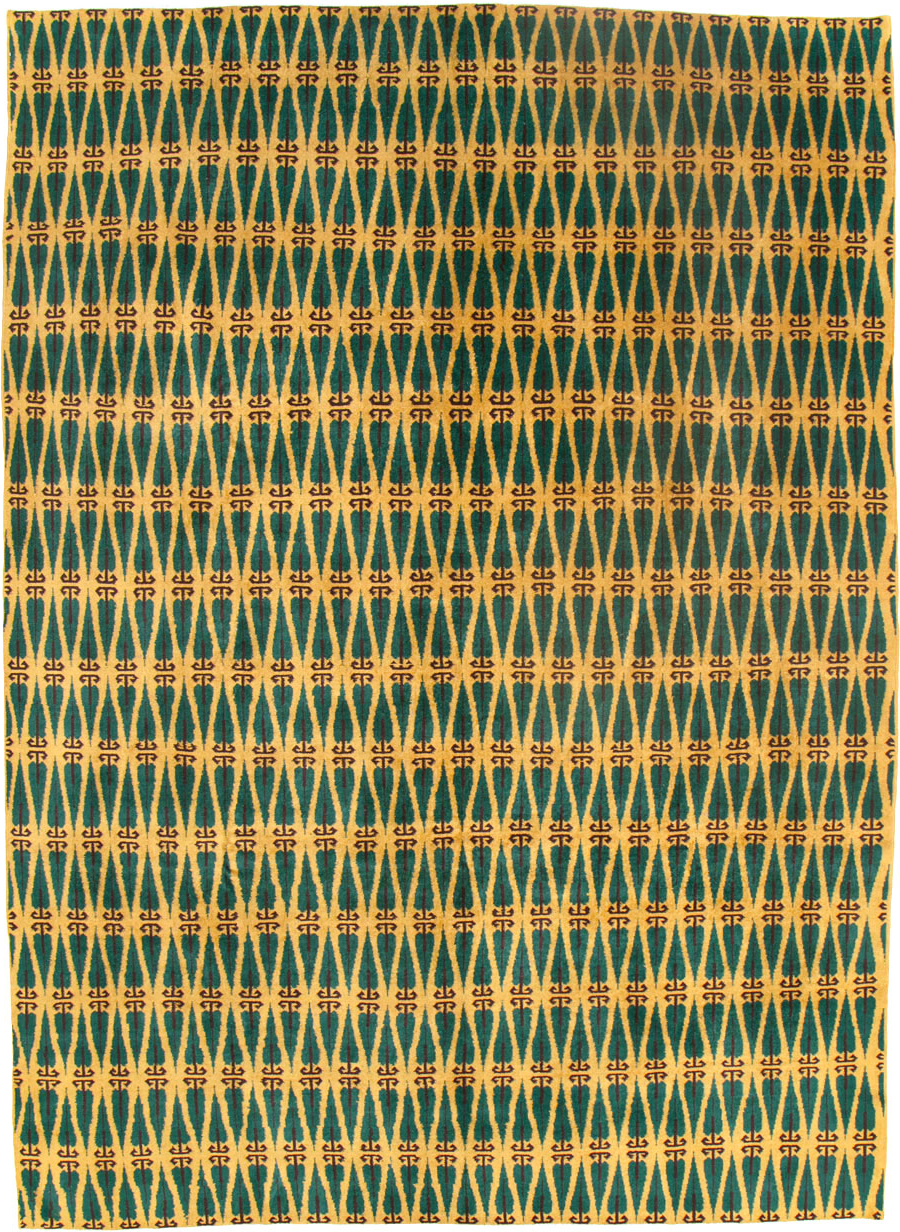 Vintage Turkish Anatolian Art Deco Carpet, No.25111 - Gsblank