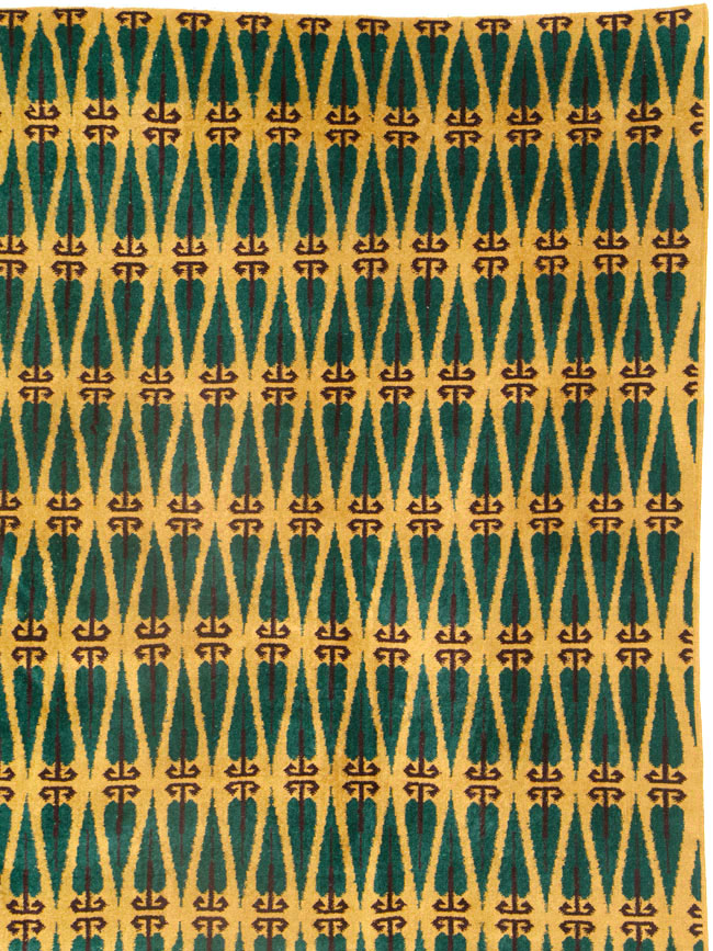 Vintage Turkish Anatolian Art Deco Carpet, No.25111 - Gsblank