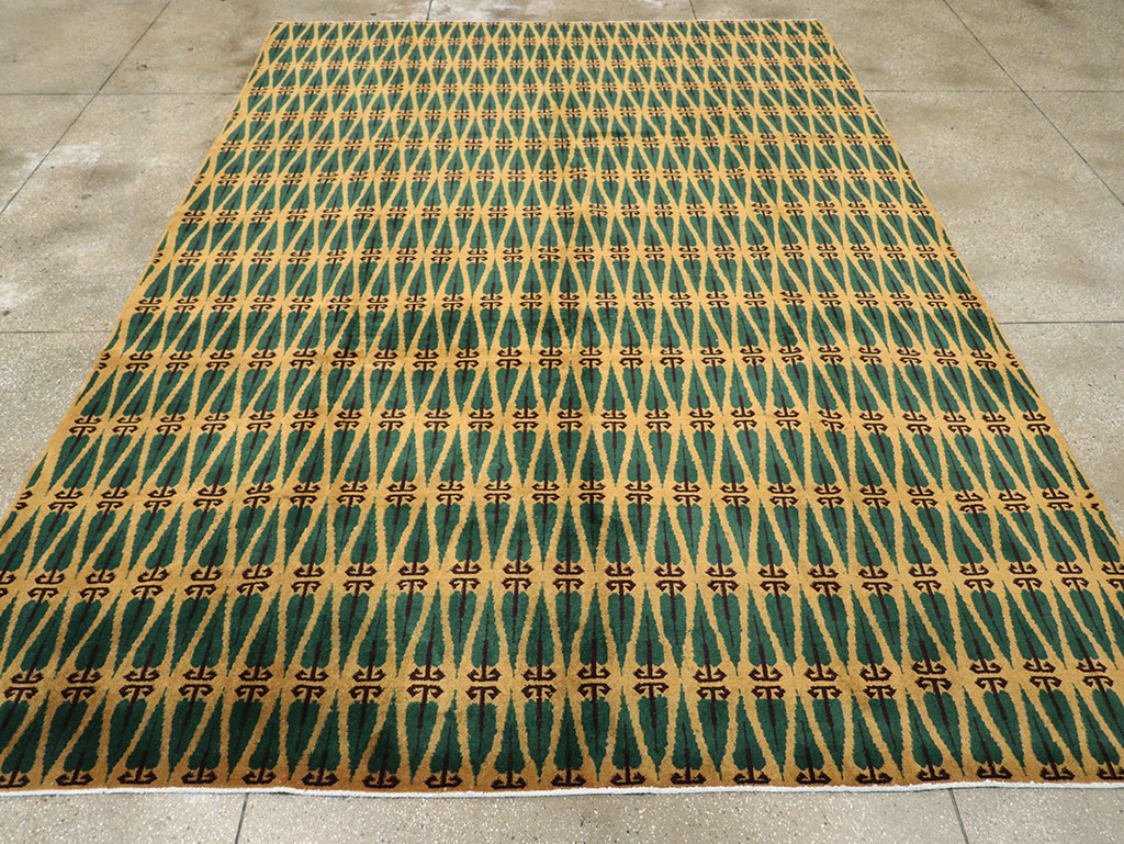 Vintage Turkish Anatolian Art Deco Carpet, No.25111 - Gsblank