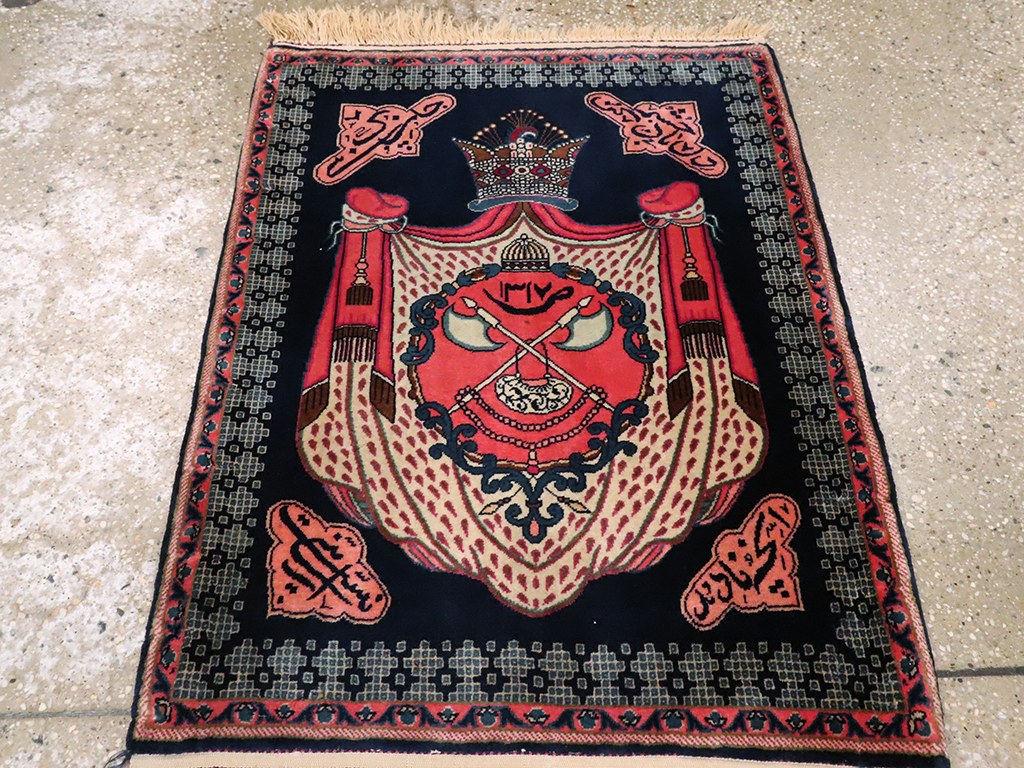 Vintage Persian Kashan Pictorial Rug, No.25116 - Gsblank