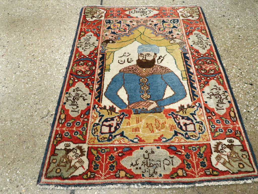 Vintage Persian Tabriz Pictorial Rug, No.25124 - Gsblank