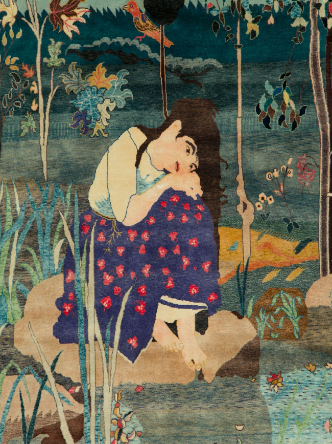 Vintage Persian Tabriz Pictorial Rug, No.25153 - Gsblank