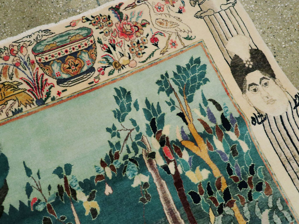 Vintage Persian Tabriz Pictorial Rug, No.25153 - Gsblank