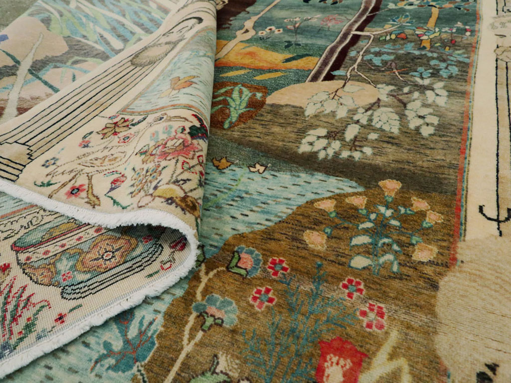 Vintage Persian Tabriz Pictorial Rug, No.25153 - Gsblank