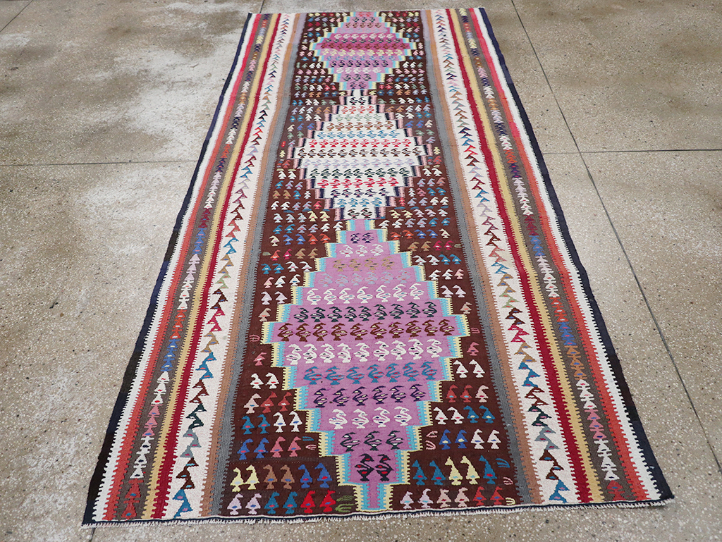 Vintage Persian Flatweave Kilim Gallery Rug, No.25155 - Gsblank