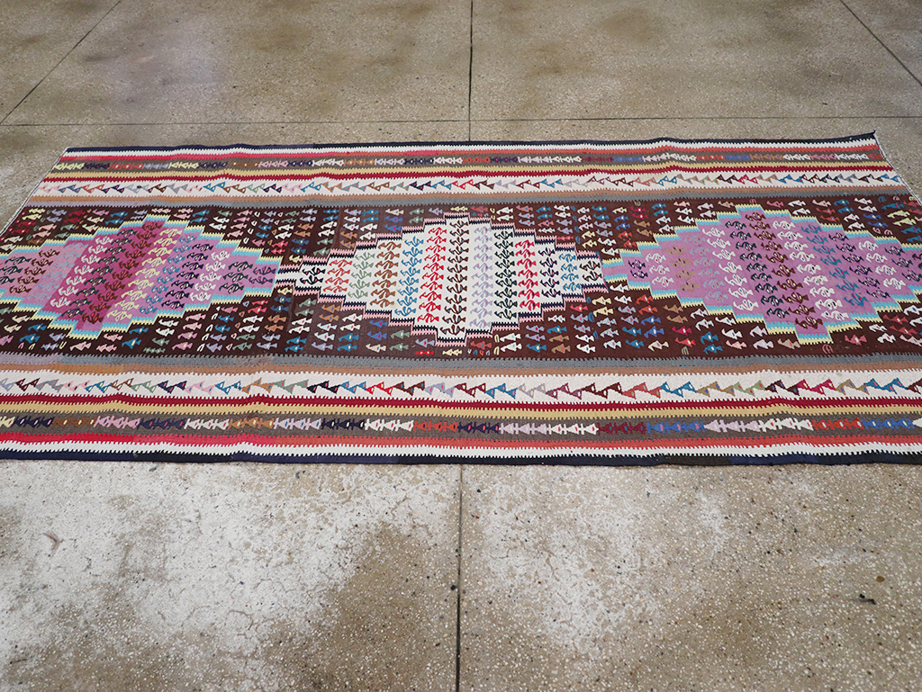 Vintage Persian Flatweave Kilim Gallery Rug, No.25155 - Gsblank