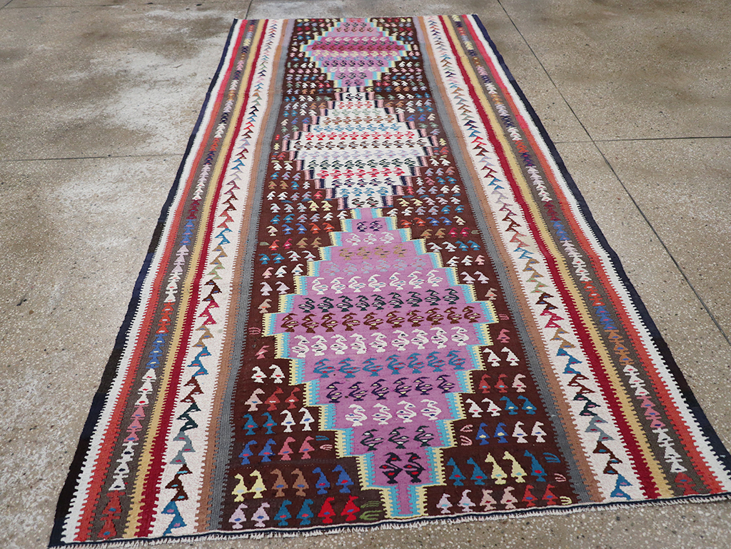 Vintage Persian Flatweave Kilim Gallery Rug, No.25155 - Gsblank