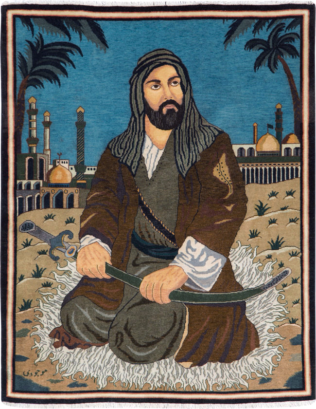 Vintage Persian Tabriz Pictorial Rug, No.25179 - Gsblank