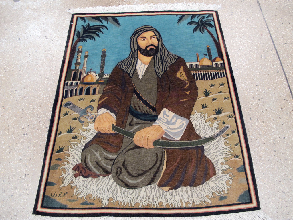 Vintage Persian Tabriz Pictorial Rug, No.25179 - Gsblank