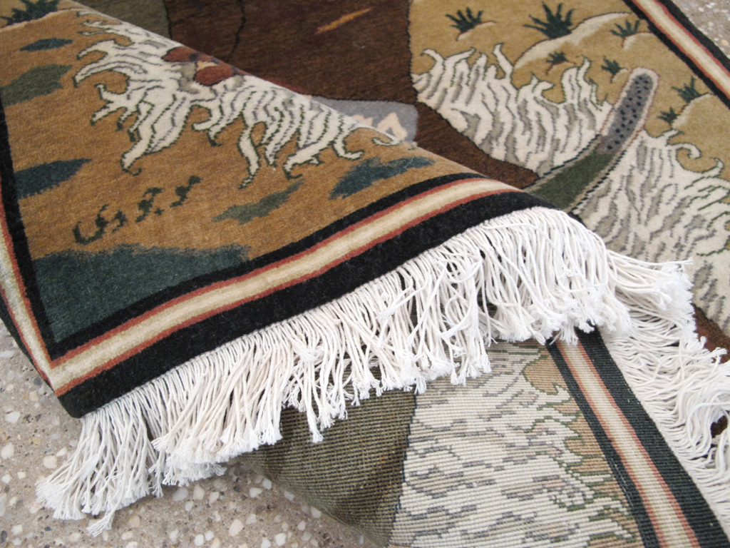 Vintage Persian Tabriz Pictorial Rug, No.25179 - Gsblank