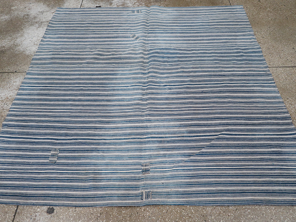 Vintage Persian Flatweave Kilim Square Accent Rug, No.25191 - Gsblank