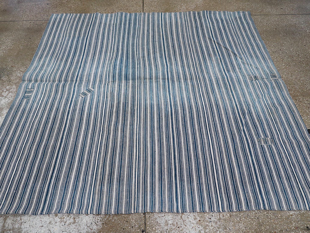 Vintage Persian Flatweave Kilim Square Accent Rug, No.25191 - Gsblank