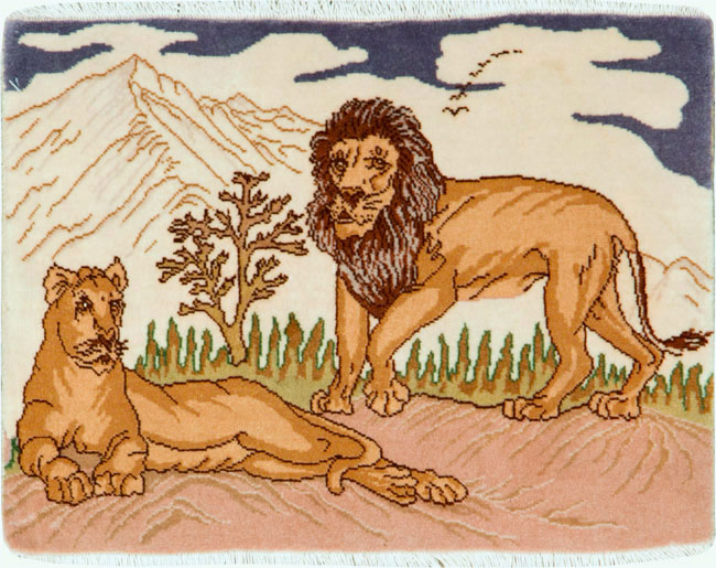 Vintage Persian Tabriz Pictorial Rug (Pair: 1 of 2), No.25196 - Gsblank